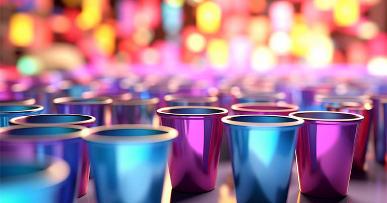 Some Recyclable Party Cups at Bar