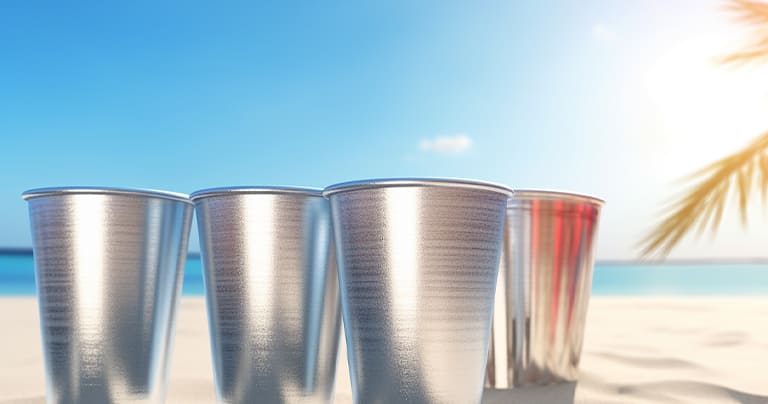 Party Aluminum Cups on the Beach