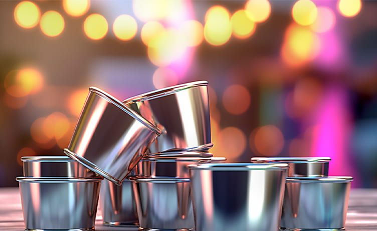 Stack of disposable aluminum cups