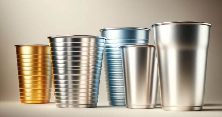 alusipper aluminum cups in a row, showing different sizes