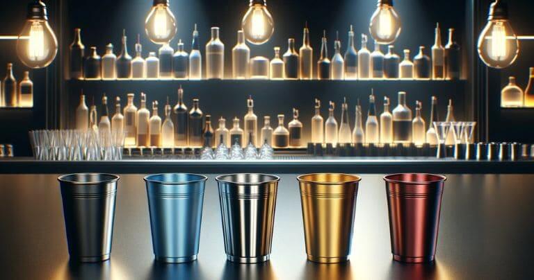 alusipper aluminum solo cup featured in a bar lounge