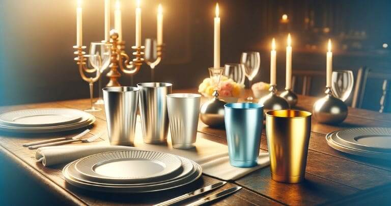 alusipper recyclable party cups put on the dinner table