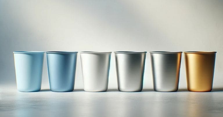 elegant arrangement of alusipper aluminum cups in a showcase