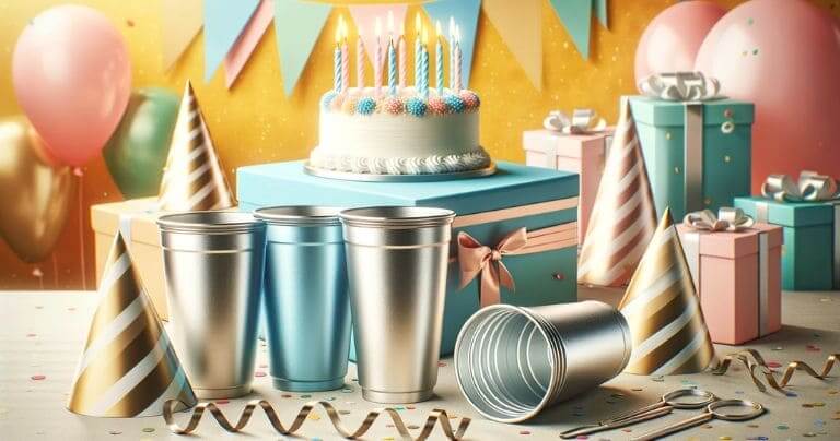 party scene with alusipper recyclable aluminum cups in use