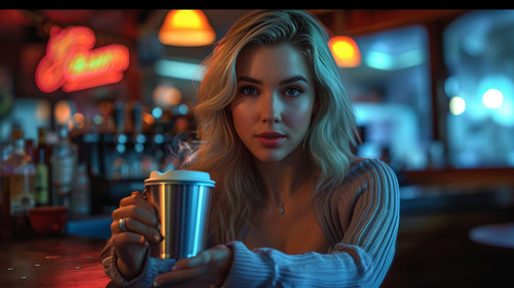 aluminum beer cup at a home bar