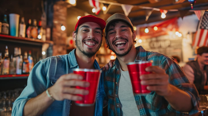 aluminum beer cup in hand