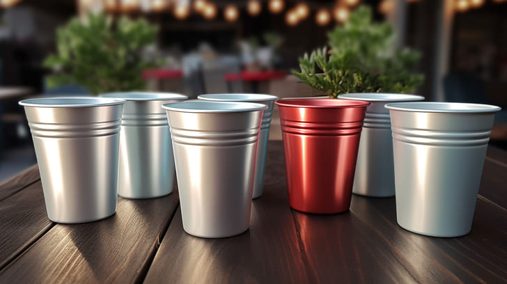 aluminum drinking cups in a family party