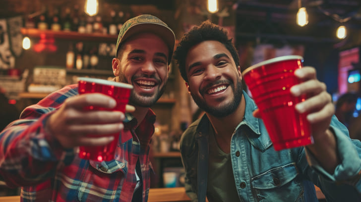 recyclable aluminum cups in bar