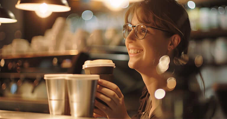 alusippere aluminum cups in coffee bar