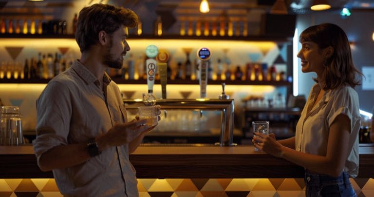 two colleague drinking by glass cups