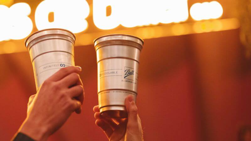 aluminum cups in a celebratory scene