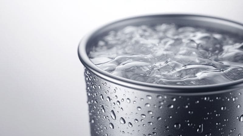 aluminum cup with ice water