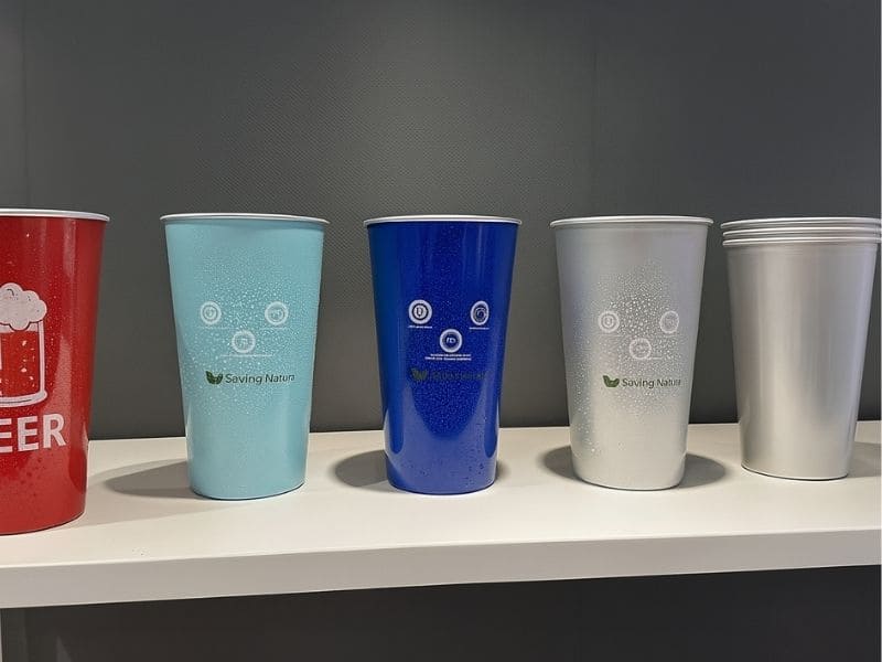 colored aluminum cups with logo